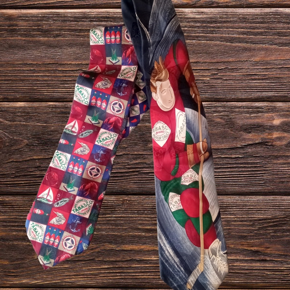Vintage Tobasco Seafood And Hockey Ties